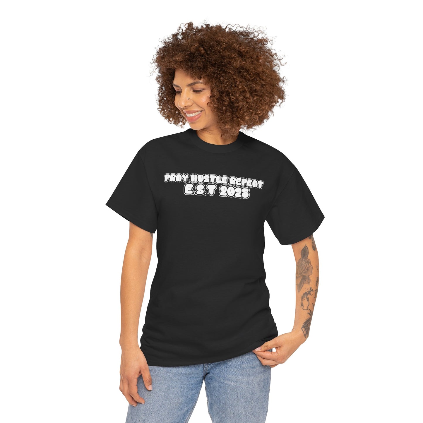 Pray Hustle Repeat Motivational Graphic Tee